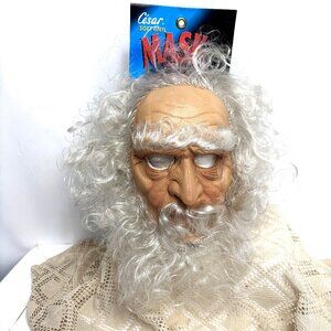 1997 Cesar Mask Mad Doctor Old Man Father Time Zeus Halloween NWT NOS Vtg